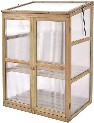 Giantex Garden Portable Wooden Cold Frame Greenhouse